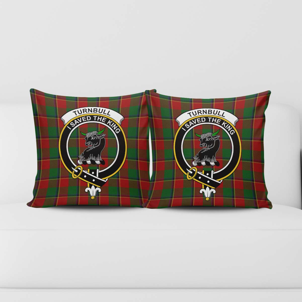 Turnbull Dress Tartan Pillow Cover with Family Crest - Tartanvibesclothing