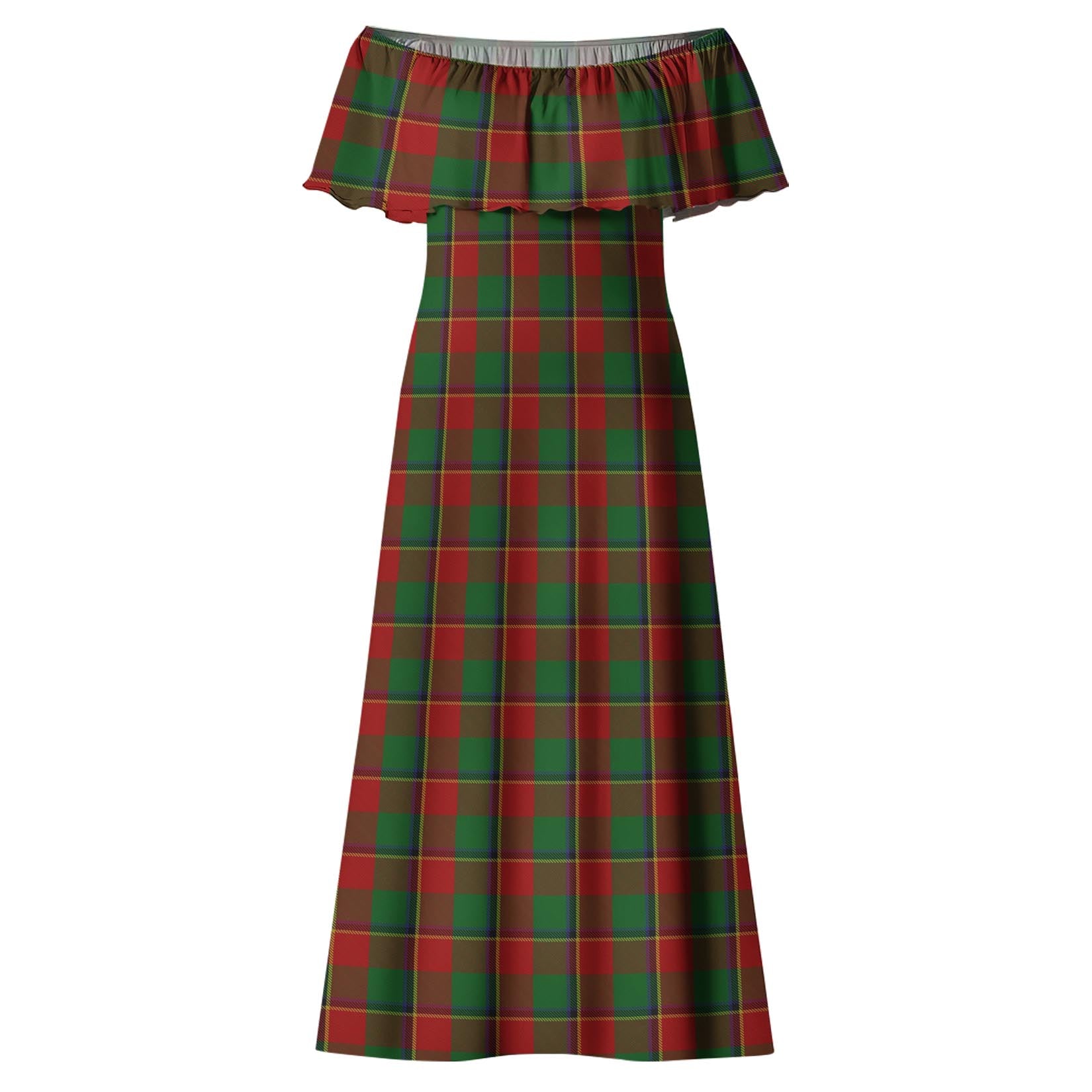 Turnbull Dress Tartan Off Shoulder Long Dress - Tartanvibesclothing