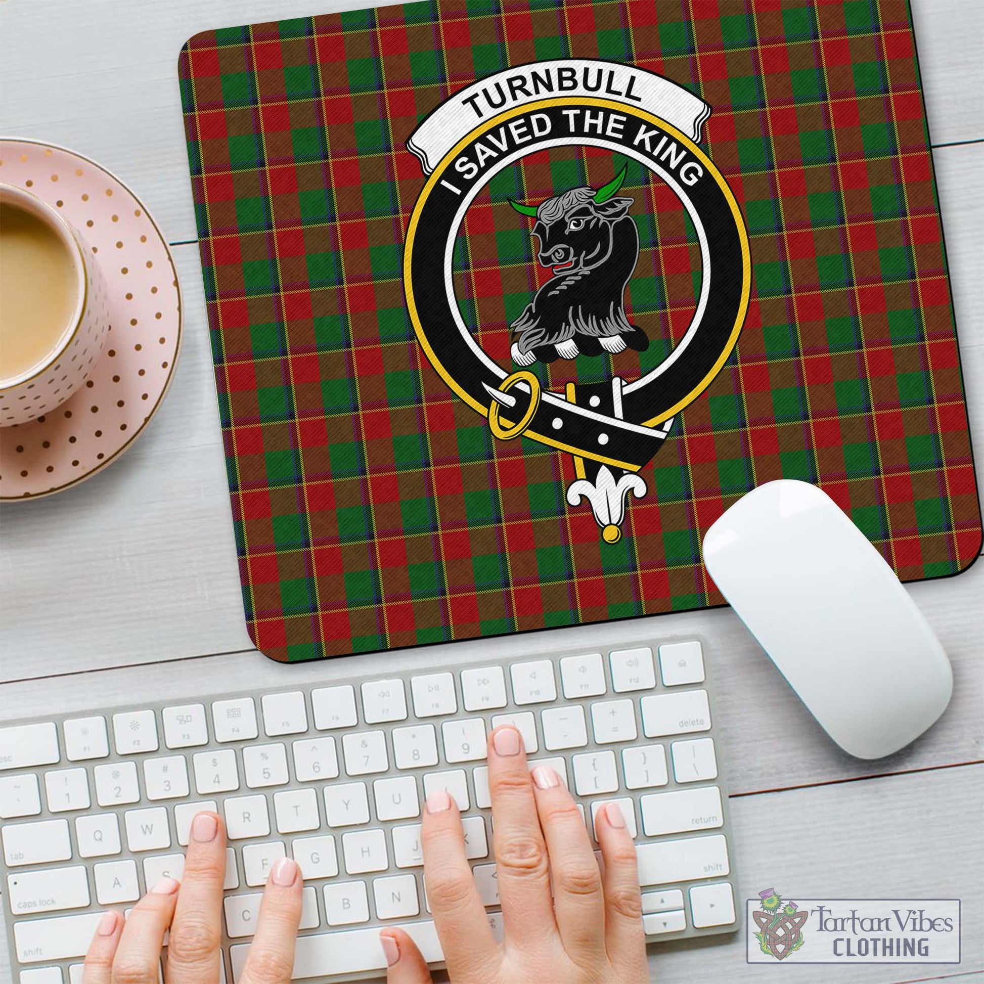 Tartan Vibes Clothing Turnbull Dress Tartan Mouse Pad with Family Crest