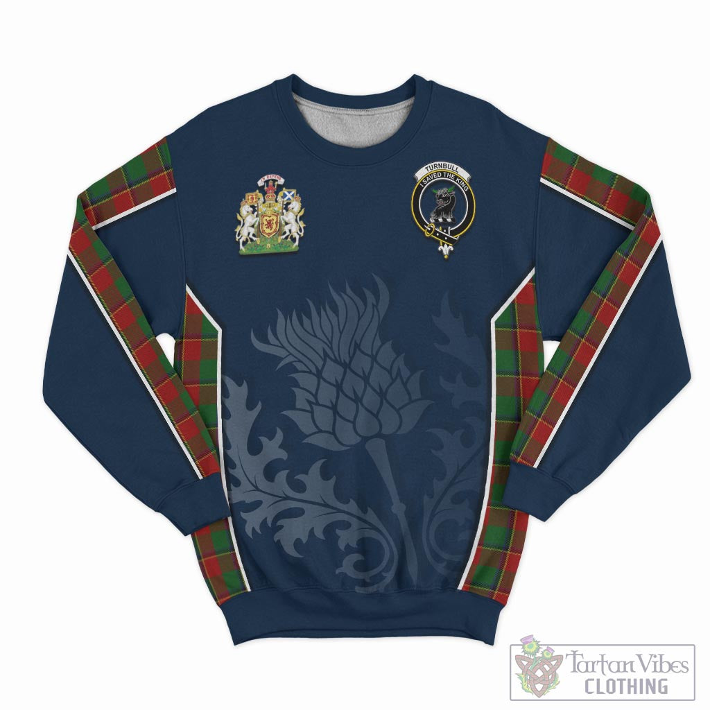 Tartan Vibes Clothing Turnbull Dress Tartan Sweatshirt with Family Crest and Scottish Thistle Vibes Sport Style