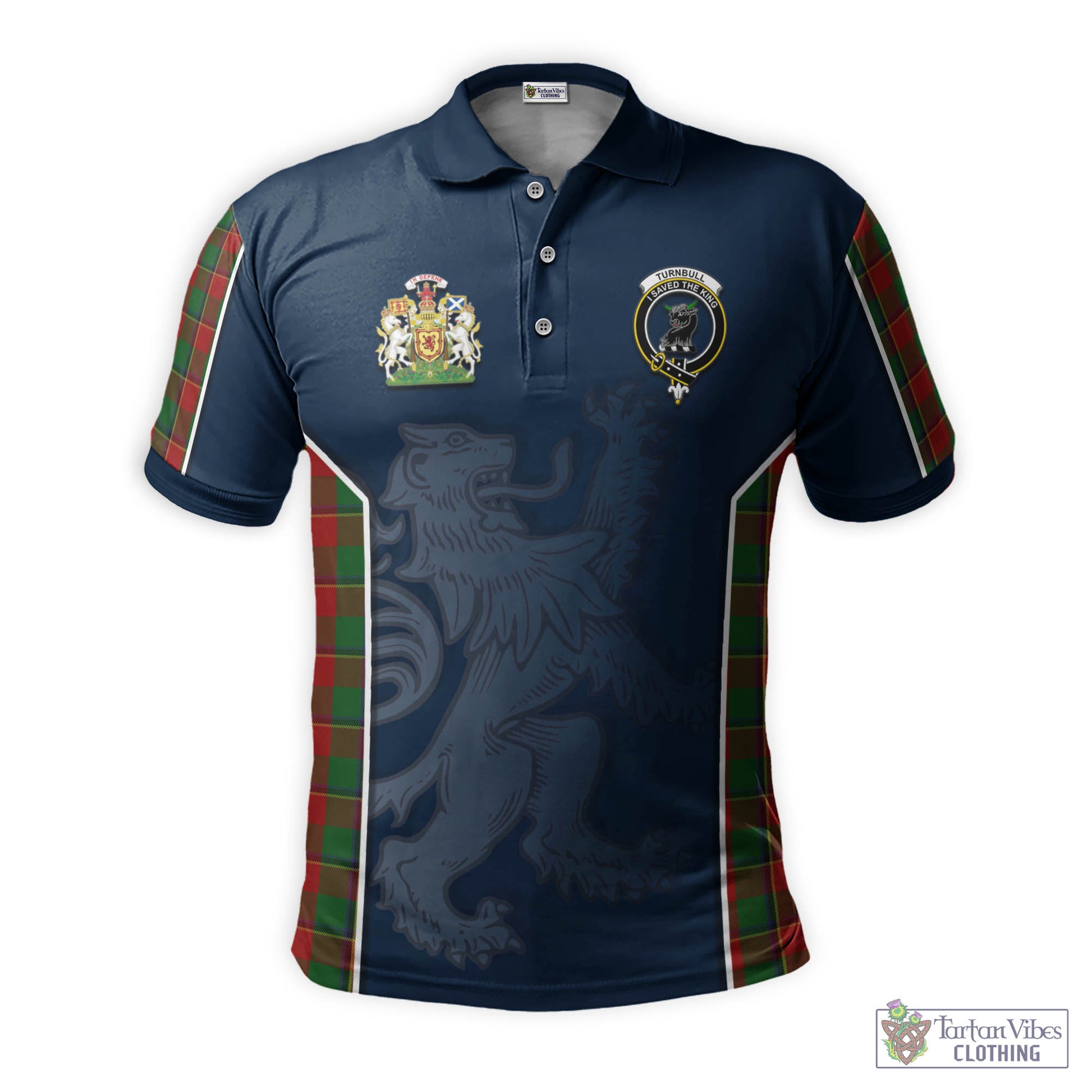 Tartan Vibes Clothing Turnbull Dress Tartan Men's Polo Shirt with Family Crest and Lion Rampant Vibes Sport Style