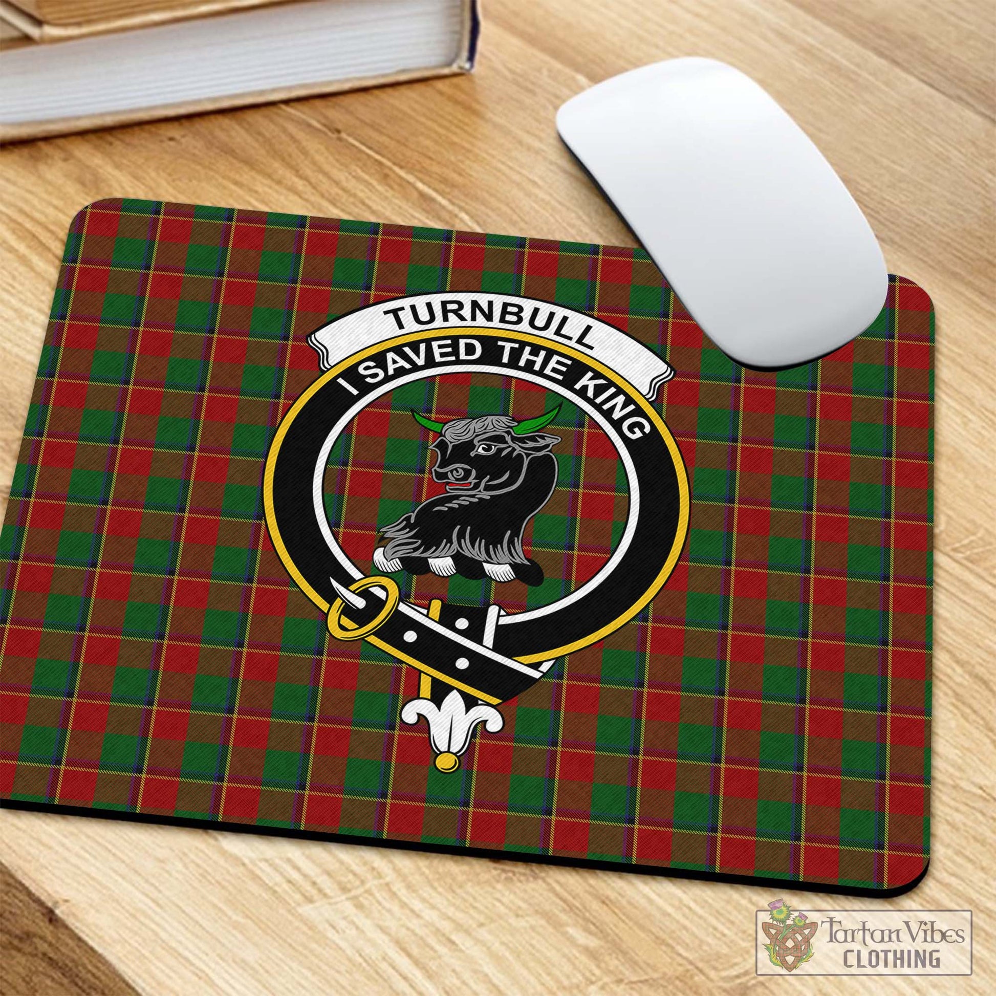 Tartan Vibes Clothing Turnbull Dress Tartan Mouse Pad with Family Crest