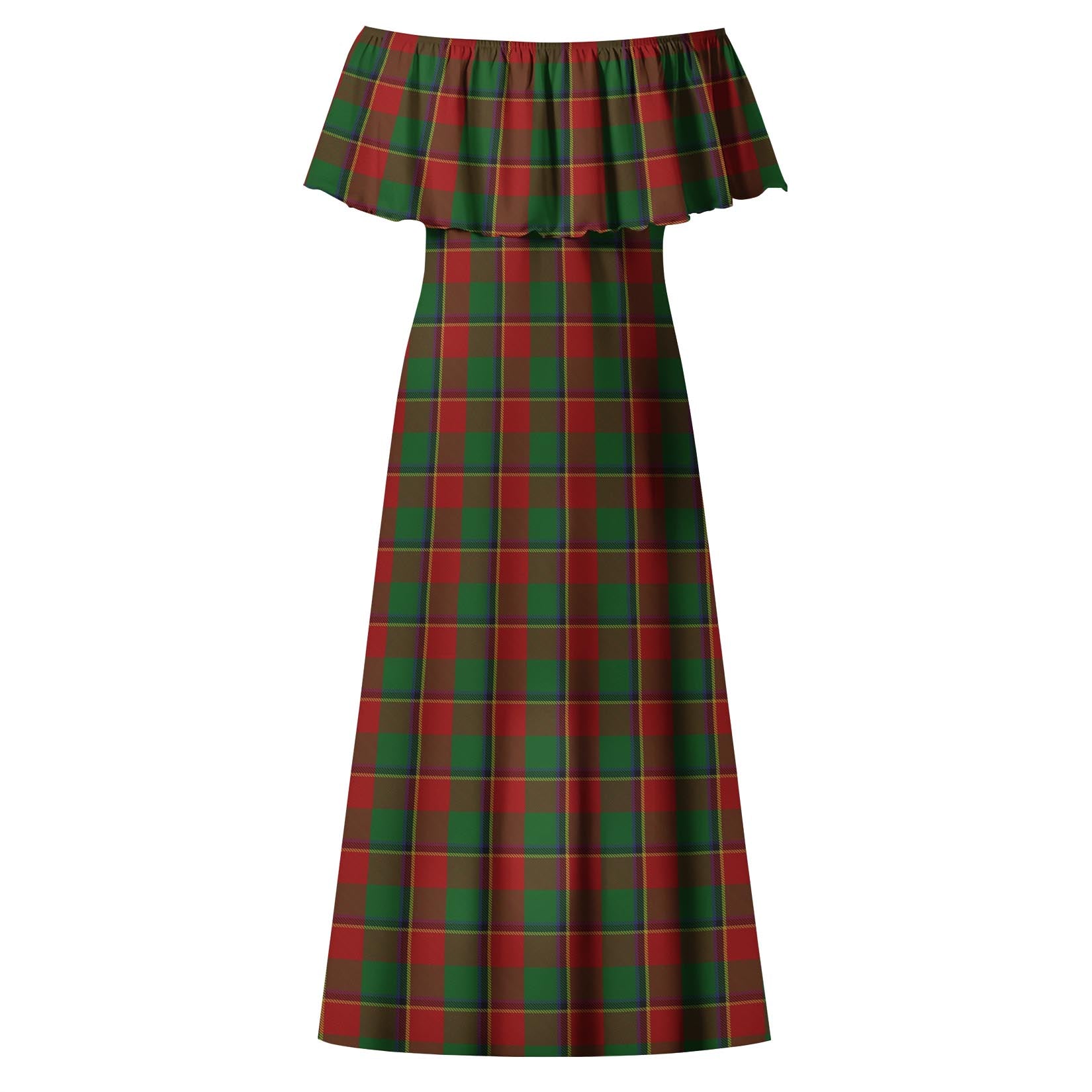 Turnbull Dress Tartan Off Shoulder Long Dress - Tartanvibesclothing