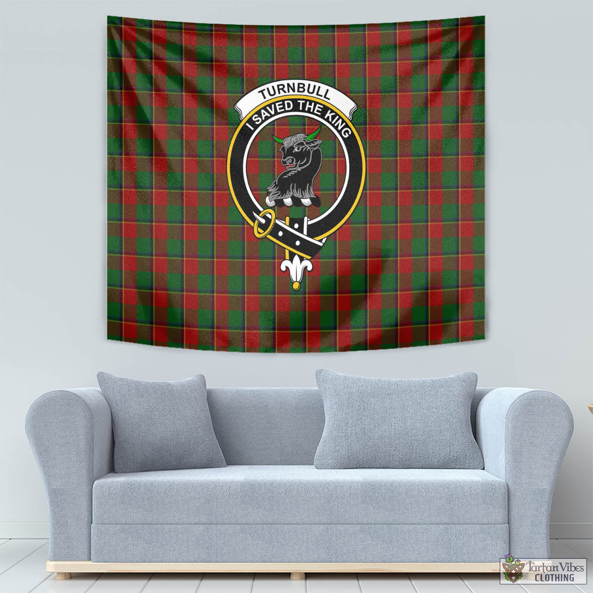 Tartan Vibes Clothing Turnbull Dress Tartan Tapestry Wall Hanging and Home Decor for Room with Family Crest