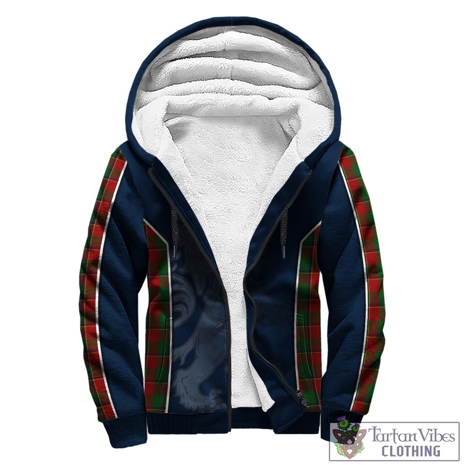 Tartan Vibes Clothing Turnbull Dress Tartan Sherpa Hoodie with Family Crest and Lion Rampant Vibes Sport Style