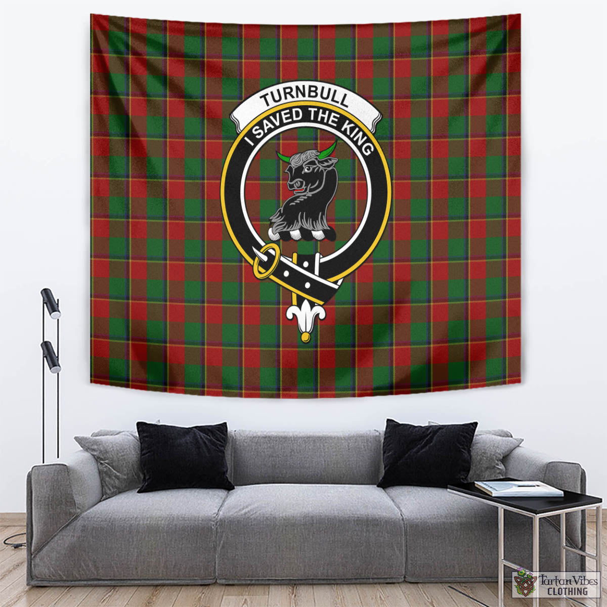 Tartan Vibes Clothing Turnbull Dress Tartan Tapestry Wall Hanging and Home Decor for Room with Family Crest