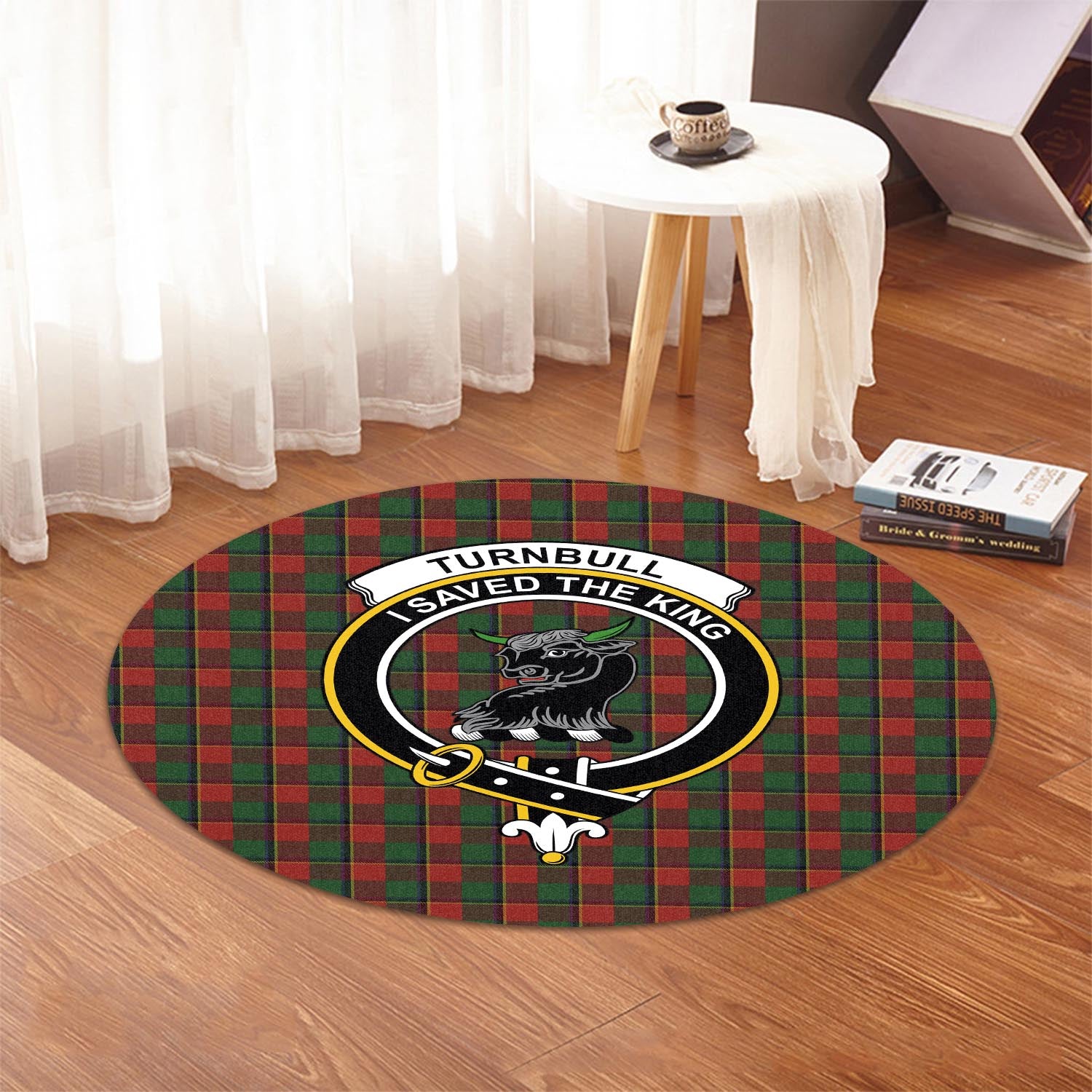 turnbull-dress-tartan-round-rug-with-family-crest