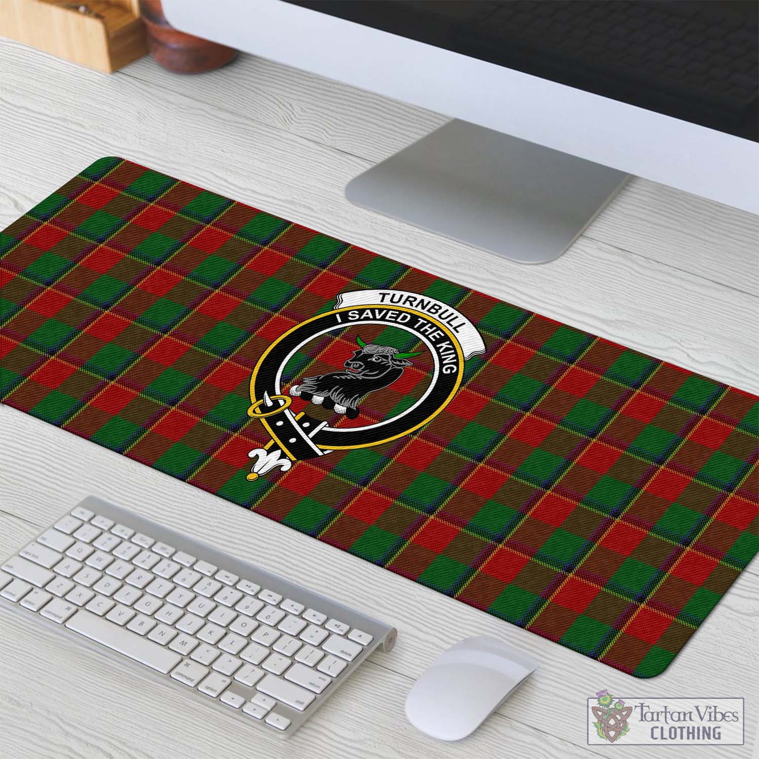 Tartan Vibes Clothing Turnbull Dress Tartan Mouse Pad with Family Crest