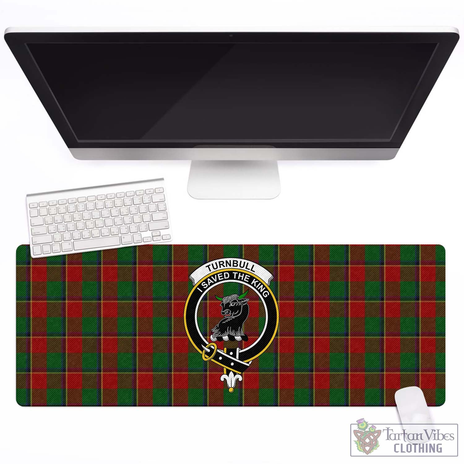 Tartan Vibes Clothing Turnbull Dress Tartan Mouse Pad with Family Crest