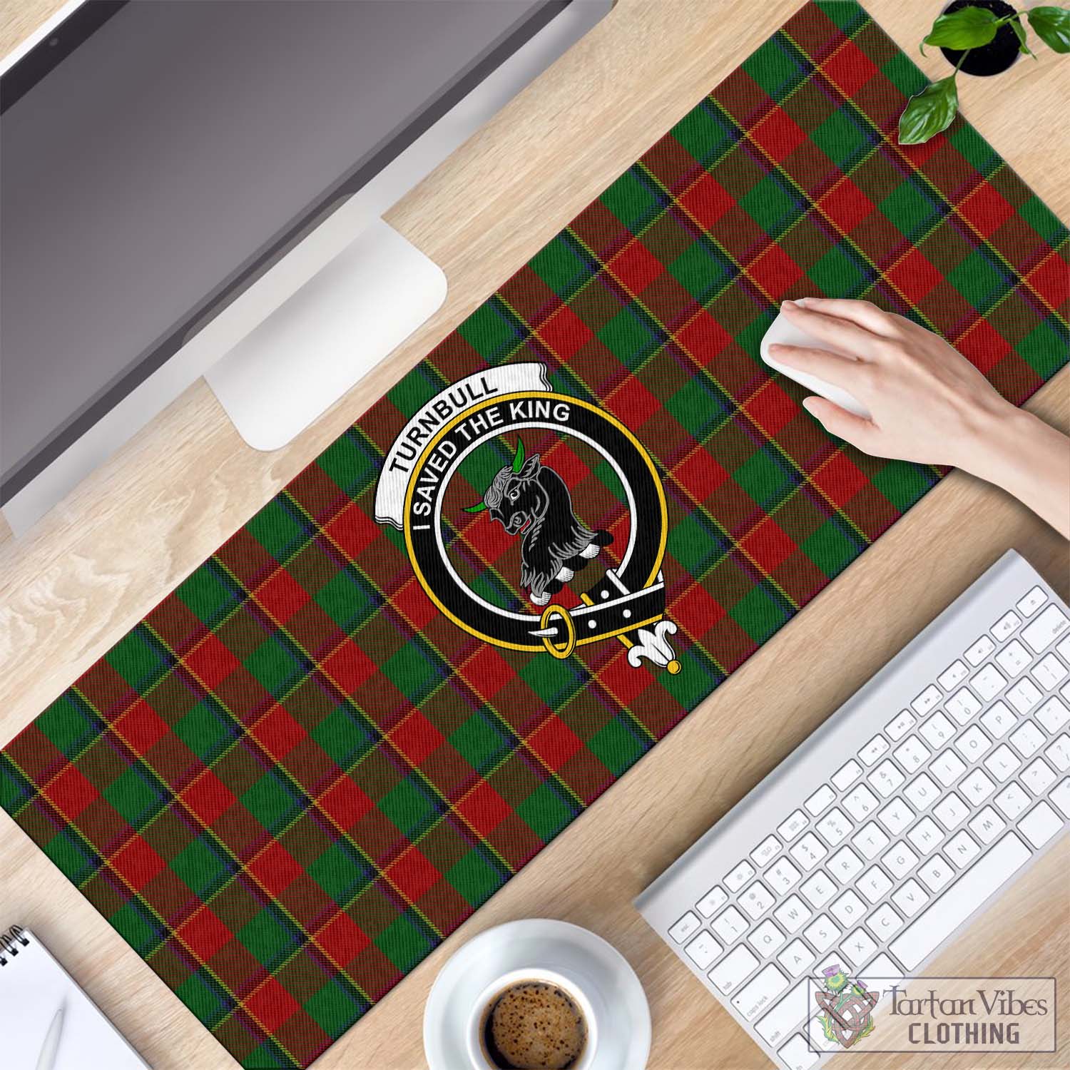 Tartan Vibes Clothing Turnbull Dress Tartan Mouse Pad with Family Crest