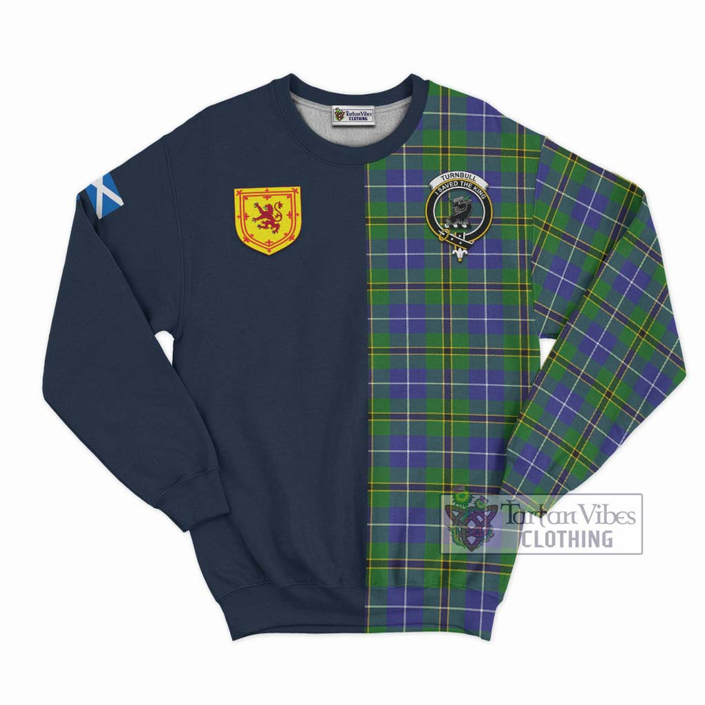 Tartan Vibes Clothing Turnbull Hunting Tartan Sweatshirt with Scottish Lion Royal Arm Half Style