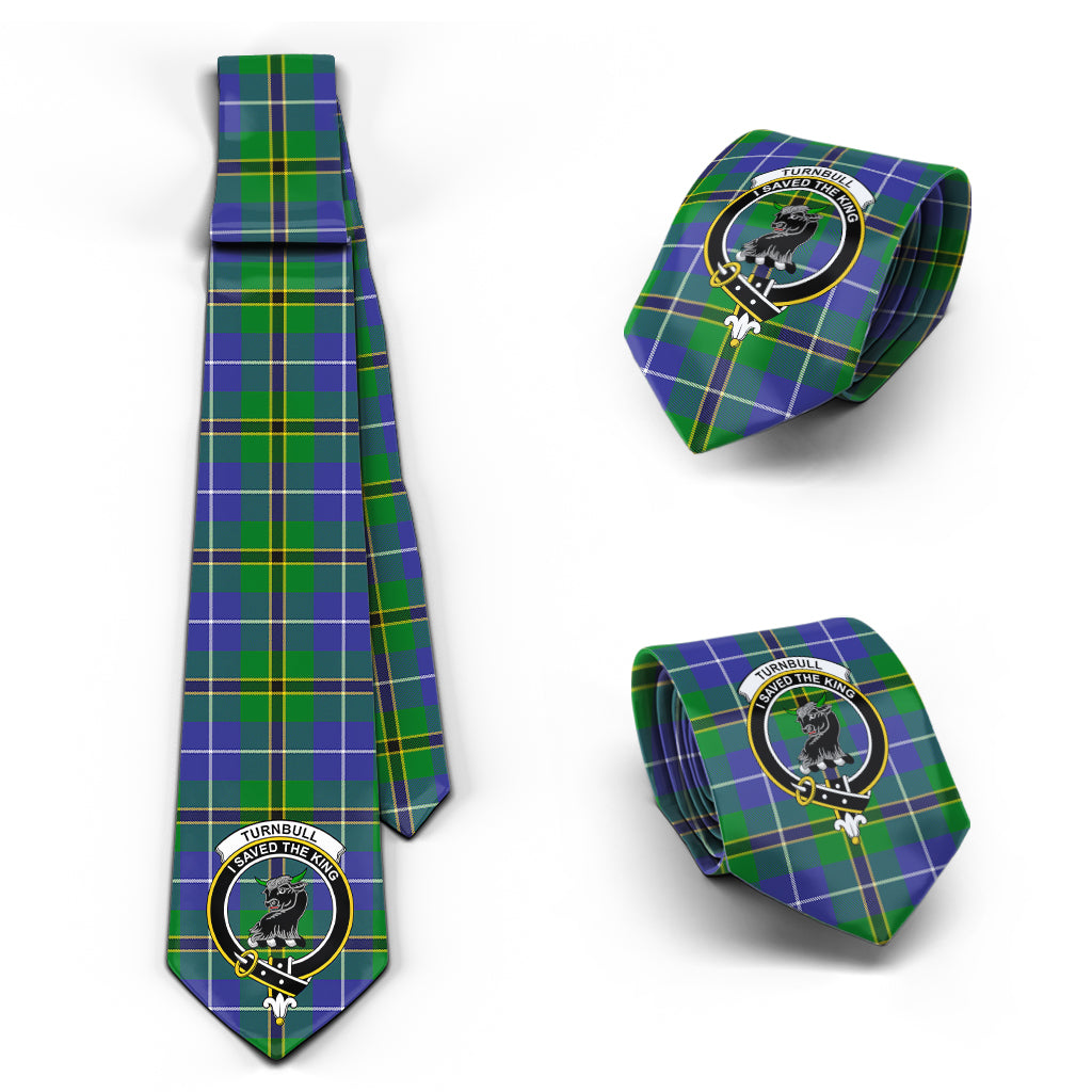 Turnbull Hunting Tartan Classic Necktie with Family Crest Necktie One Size - Tartan Vibes Clothing