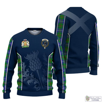 Turnbull Hunting Tartan Knitted Sweatshirt with Family Crest and Scottish Thistle Vibes Sport Style