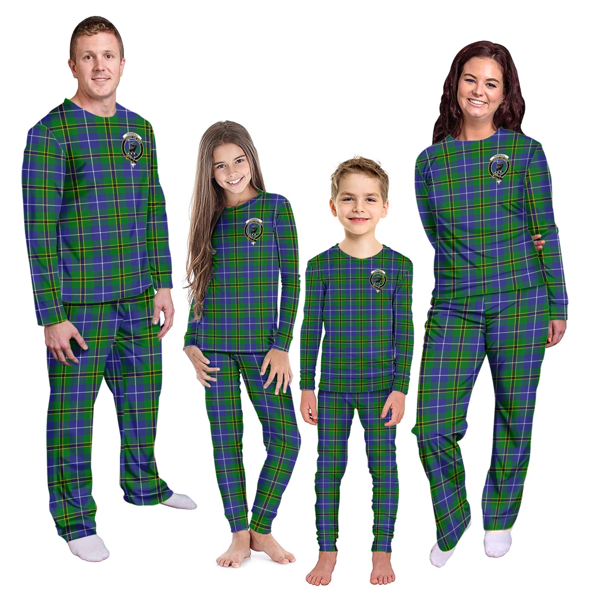 Turnbull Hunting Tartan Pajamas Family Set with Family Crest - Tartanvibesclothing