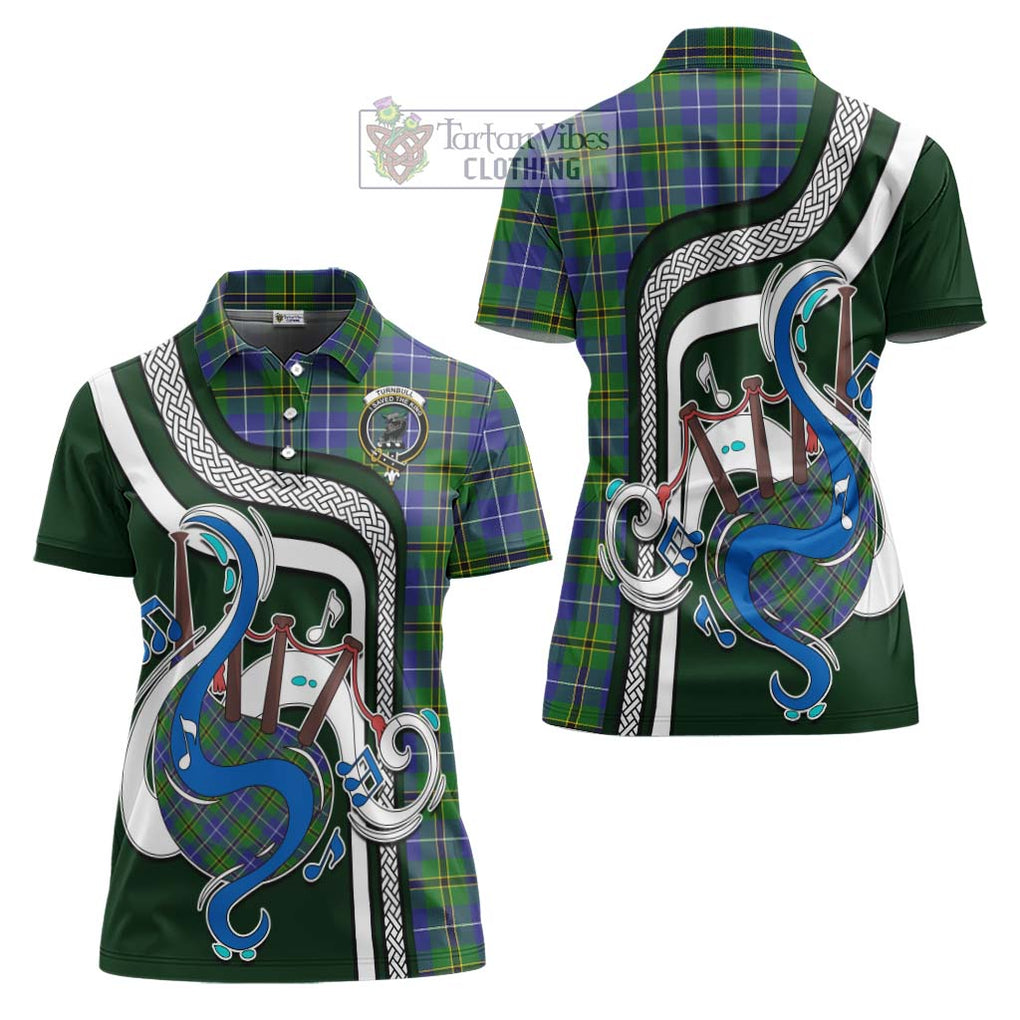 Turnbull Hunting Tartan Women's Polo Shirt with Epic Bagpipe Style Women - Tartanvibesclothing Shop