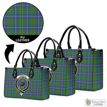 Turnbull Hunting Tartan Luxury Leather Handbags with Family Crest