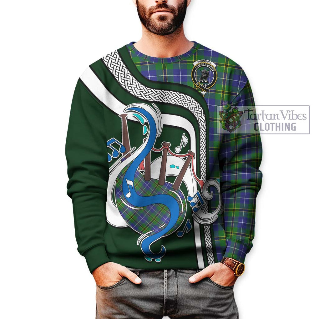 Tartan Vibes Clothing Turnbull Hunting Tartan Sweatshirt with Epic Bagpipe Style