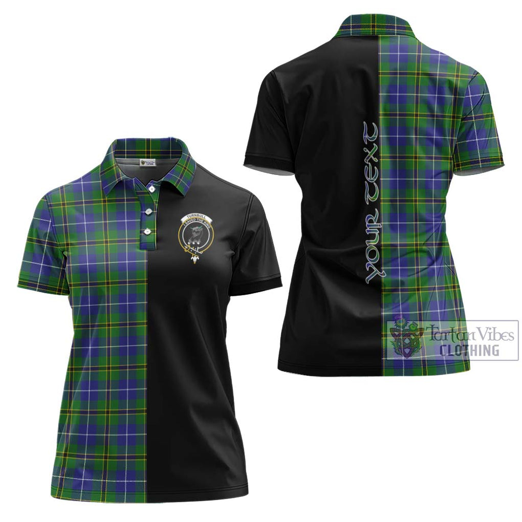 Turnbull Hunting Tartan Women's Polo Shirt with Family Crest and Half Of Me Style Women - Tartanvibesclothing Shop