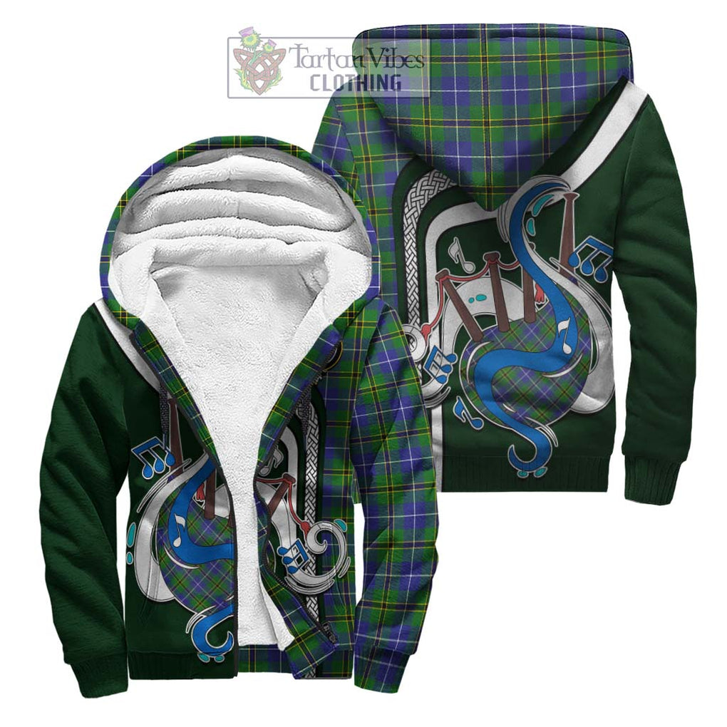 Turnbull Hunting Tartan Sherpa Hoodie with Epic Bagpipe Style Unisex S - Tartanvibesclothing Shop