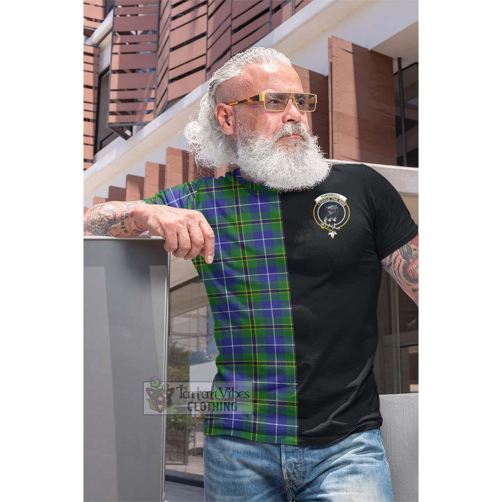 Tartan Vibes Clothing Turnbull Hunting Tartan Cotton T-shirt with Family Crest and Half Of Me Style