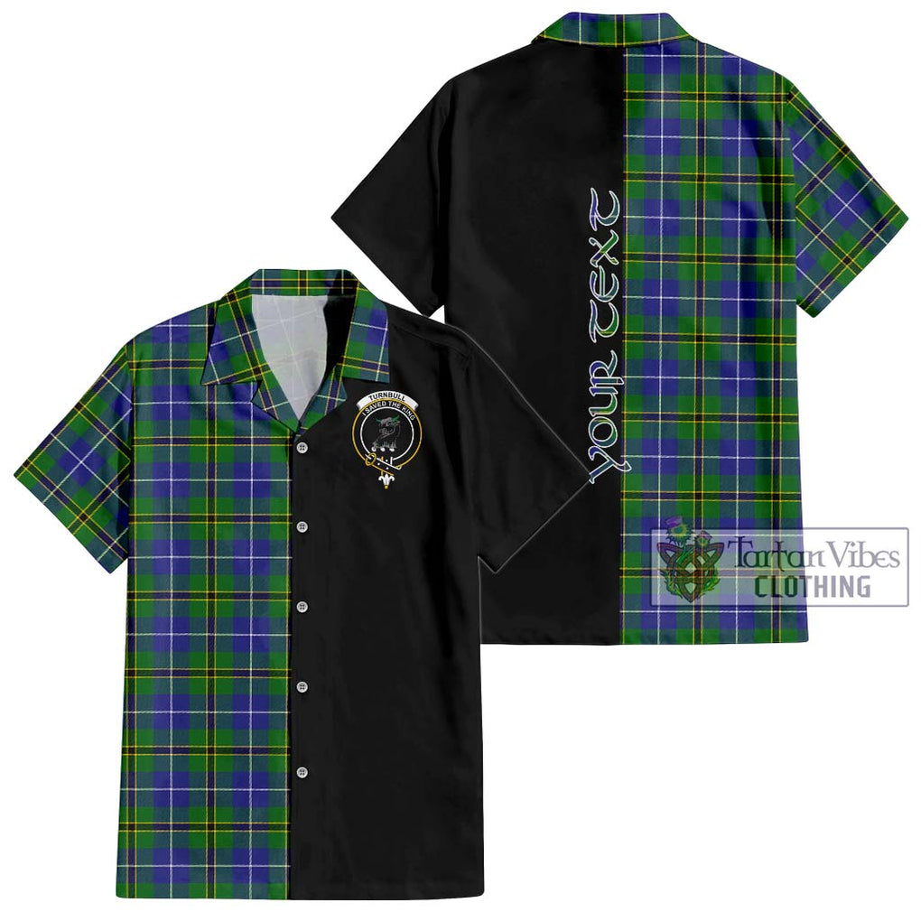 Turnbull Hunting Tartan Short Sleeve Button Shirt with Family Crest and Half Of Me Style Kid - Tartanvibesclothing Shop