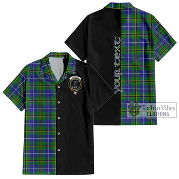 Turnbull Hunting Tartan Short Sleeve Button Shirt with Family Crest and Half Of Me Style