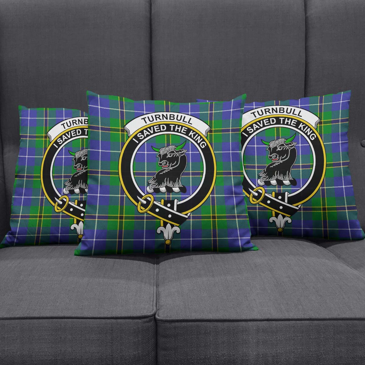 Turnbull Hunting Tartan Pillow Cover with Family Crest Square Pillow Cover - Tartanvibesclothing