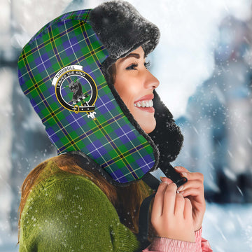 Turnbull Hunting Tartan Winter Trapper Hat with Family Crest