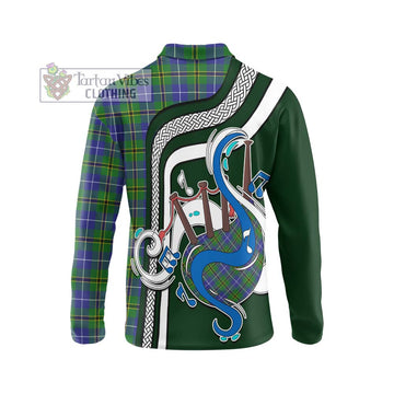 Turnbull Hunting Tartan Long Sleeve Polo Shirt with Epic Bagpipe Style