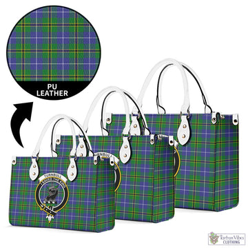 Turnbull Hunting Tartan Luxury Leather Handbags with Family Crest