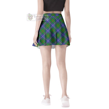 Turnbull Hunting Tartan Women's Plated Mini Skirt Cross Style