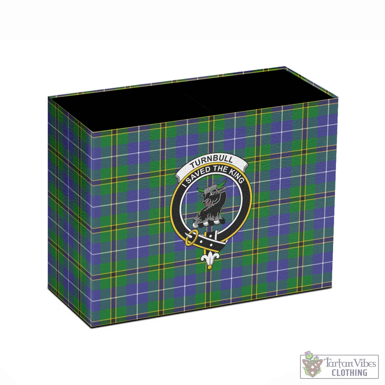 Tartan Vibes Clothing Turnbull Hunting Tartan Pen Holder with Family Crest