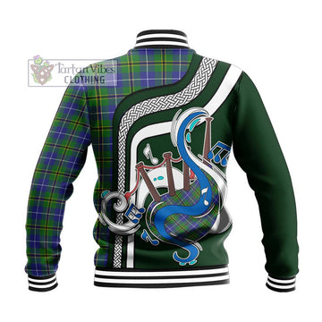 Turnbull Hunting Tartan Baseball Jacket with Epic Bagpipe Style