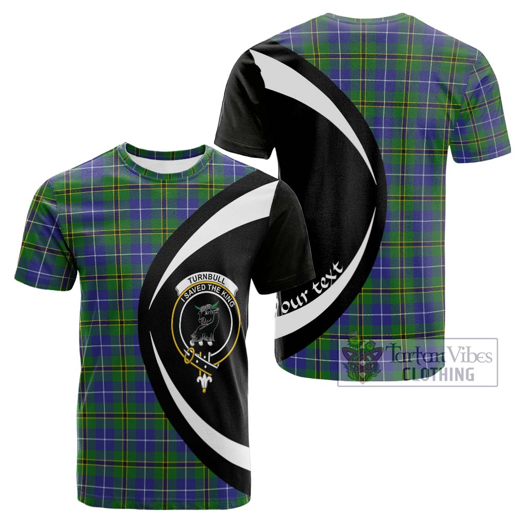 Tartan Vibes Clothing Turnbull Hunting Tartan Cotton T-shirt with Family Crest Circle Style