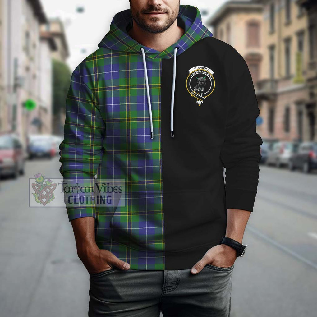 Turnbull Hunting Tartan Hoodie with Family Crest and Half Of Me Style - Tartanvibesclothing Shop