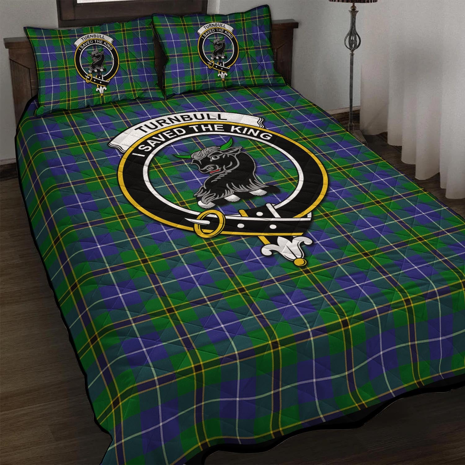 Turnbull Hunting Tartan Quilt Bed Set with Family Crest - Tartan Vibes Clothing