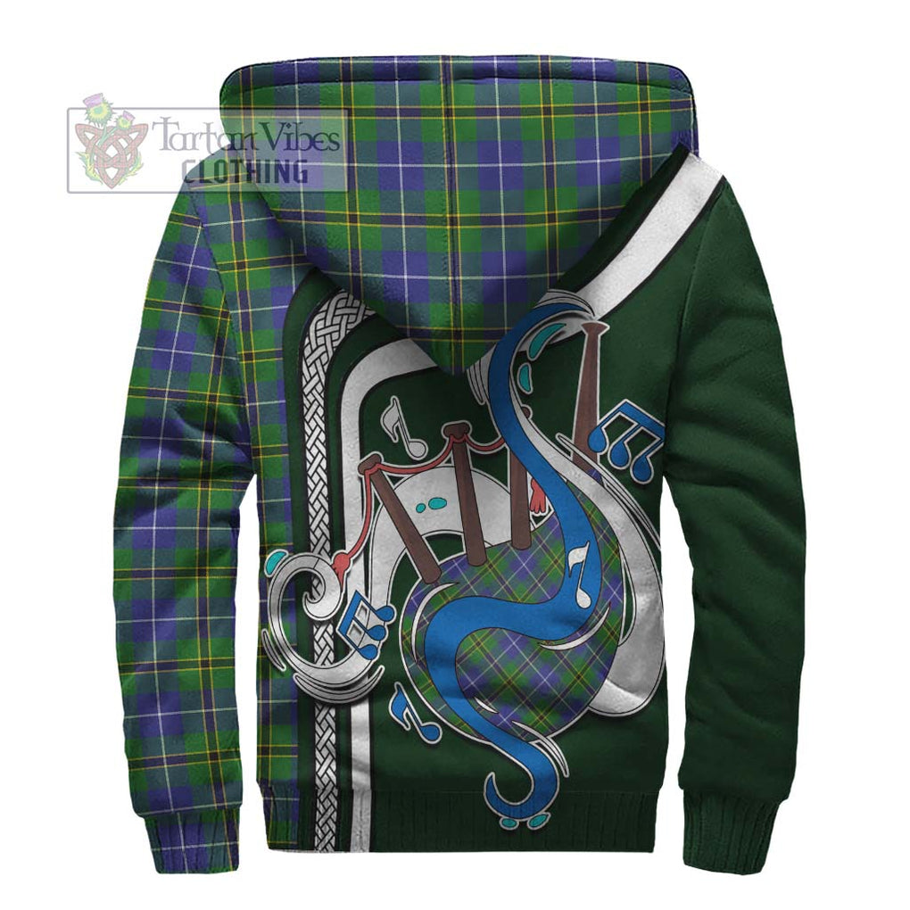 Turnbull Hunting Tartan Sherpa Hoodie with Epic Bagpipe Style - Tartanvibesclothing Shop