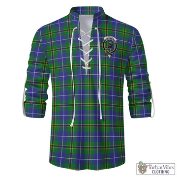 Turnbull Hunting Tartan Men's Scottish Traditional Jacobite Ghillie Kilt Shirt with Family Crest