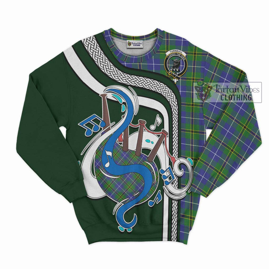 Tartan Vibes Clothing Turnbull Hunting Tartan Sweatshirt with Epic Bagpipe Style