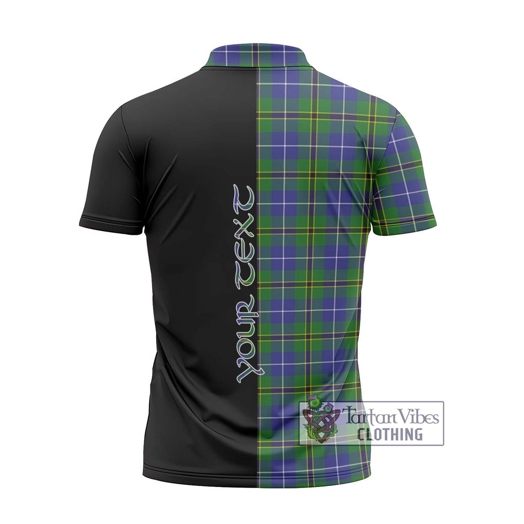 Turnbull Hunting Tartan Zipper Polo Shirt with Family Crest and Half Of Me Style - Tartanvibesclothing Shop