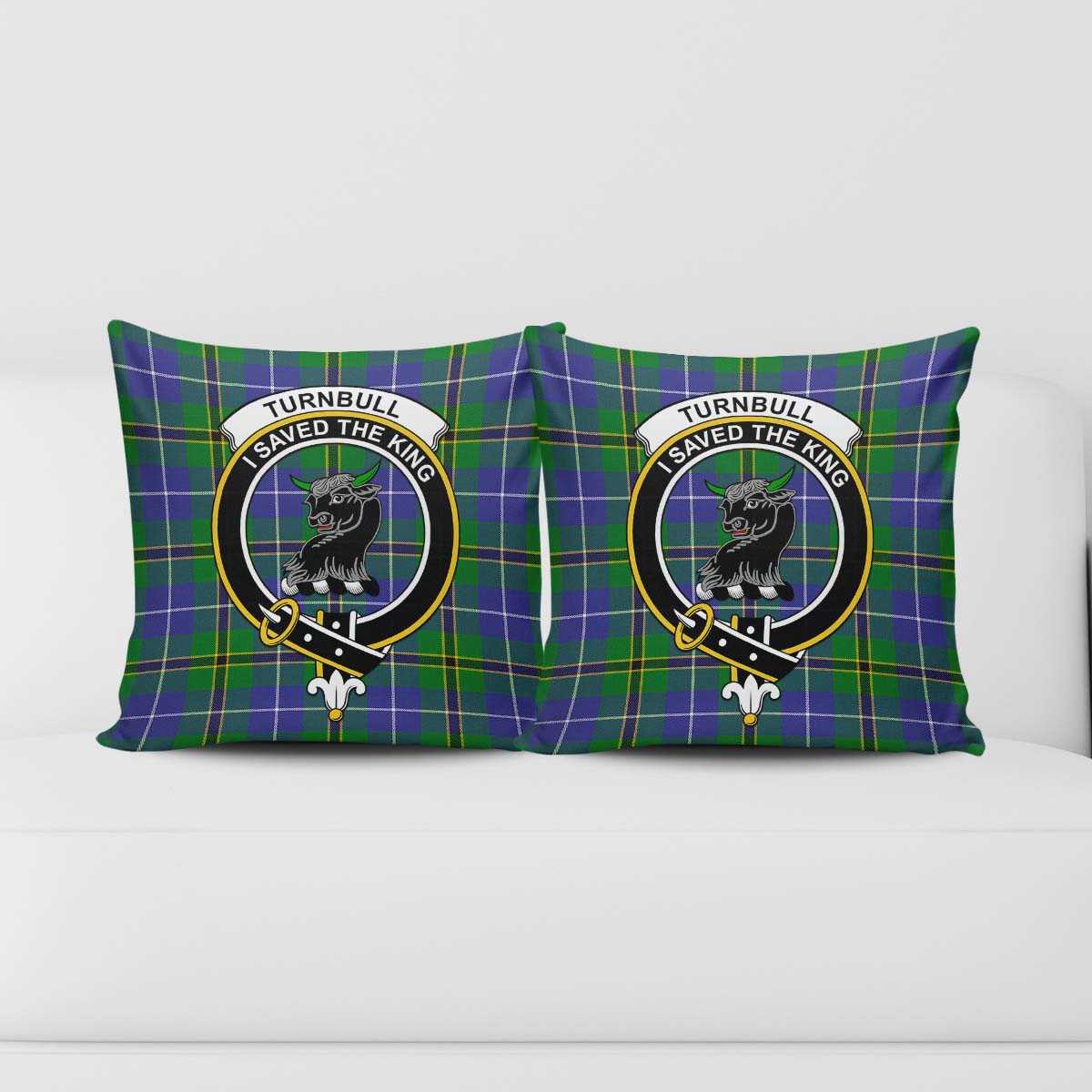 Turnbull Hunting Tartan Pillow Cover with Family Crest - Tartanvibesclothing