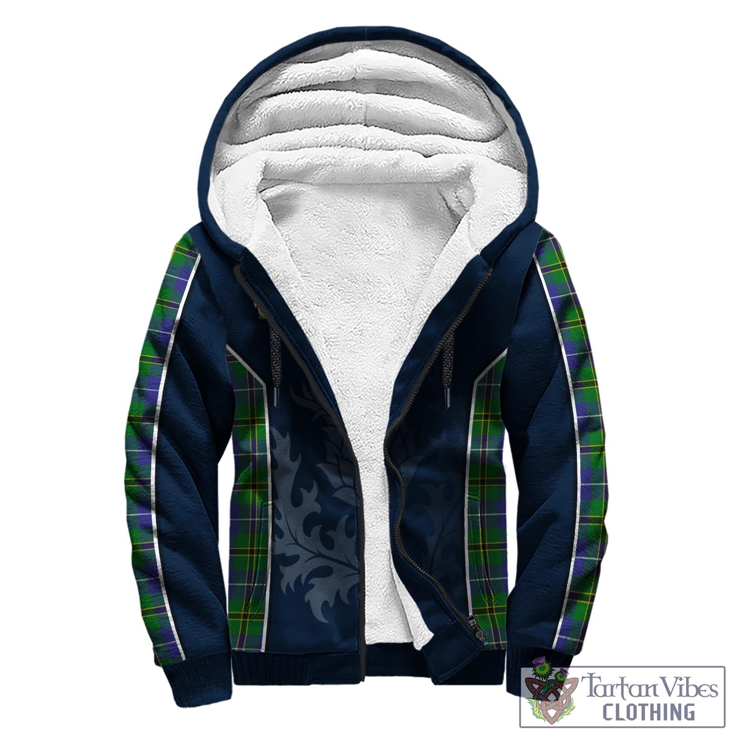 Tartan Vibes Clothing Turnbull Hunting Tartan Sherpa Hoodie with Family Crest and Scottish Thistle Vibes Sport Style