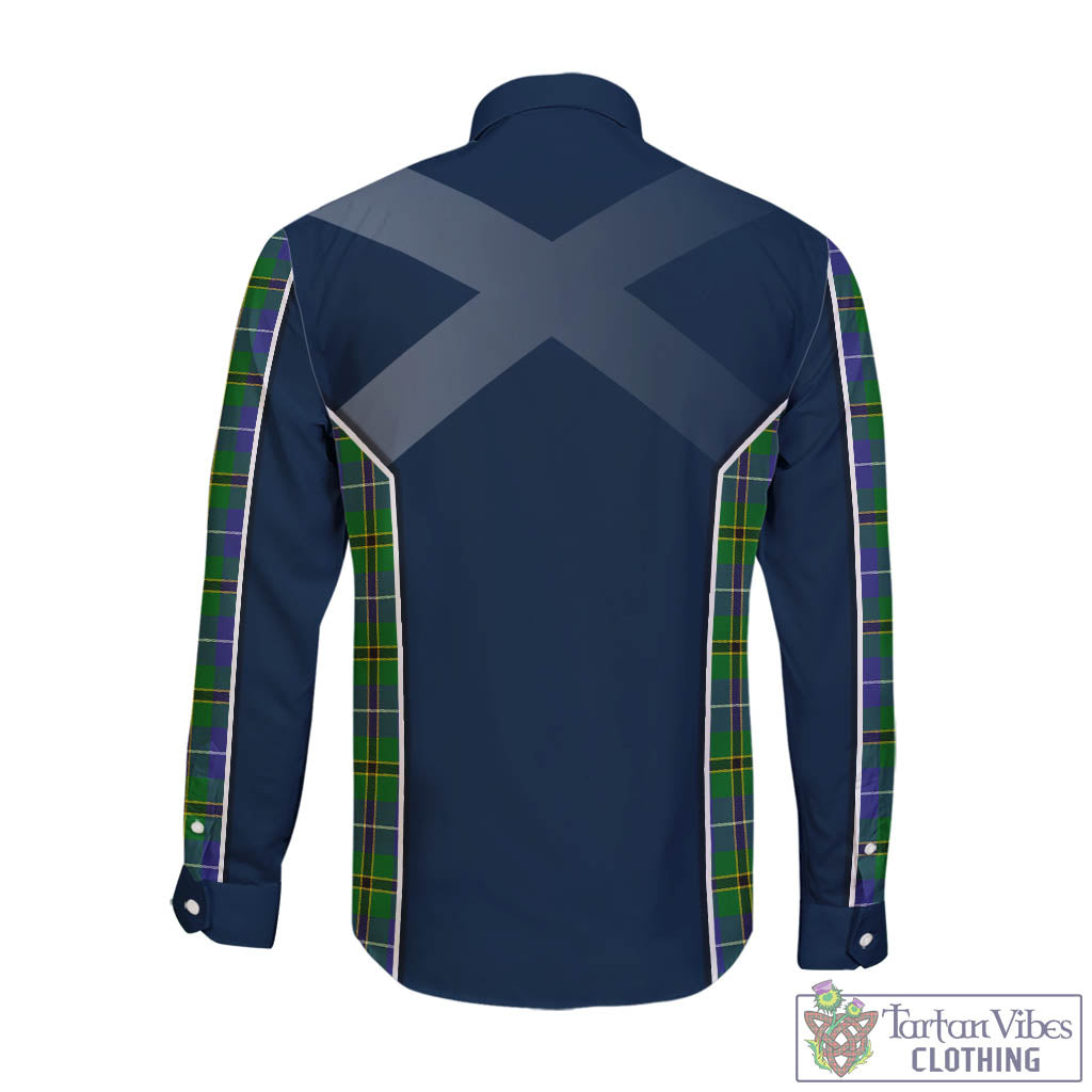 Tartan Vibes Clothing Turnbull Hunting Tartan Long Sleeve Button Up Shirt with Family Crest and Scottish Thistle Vibes Sport Style