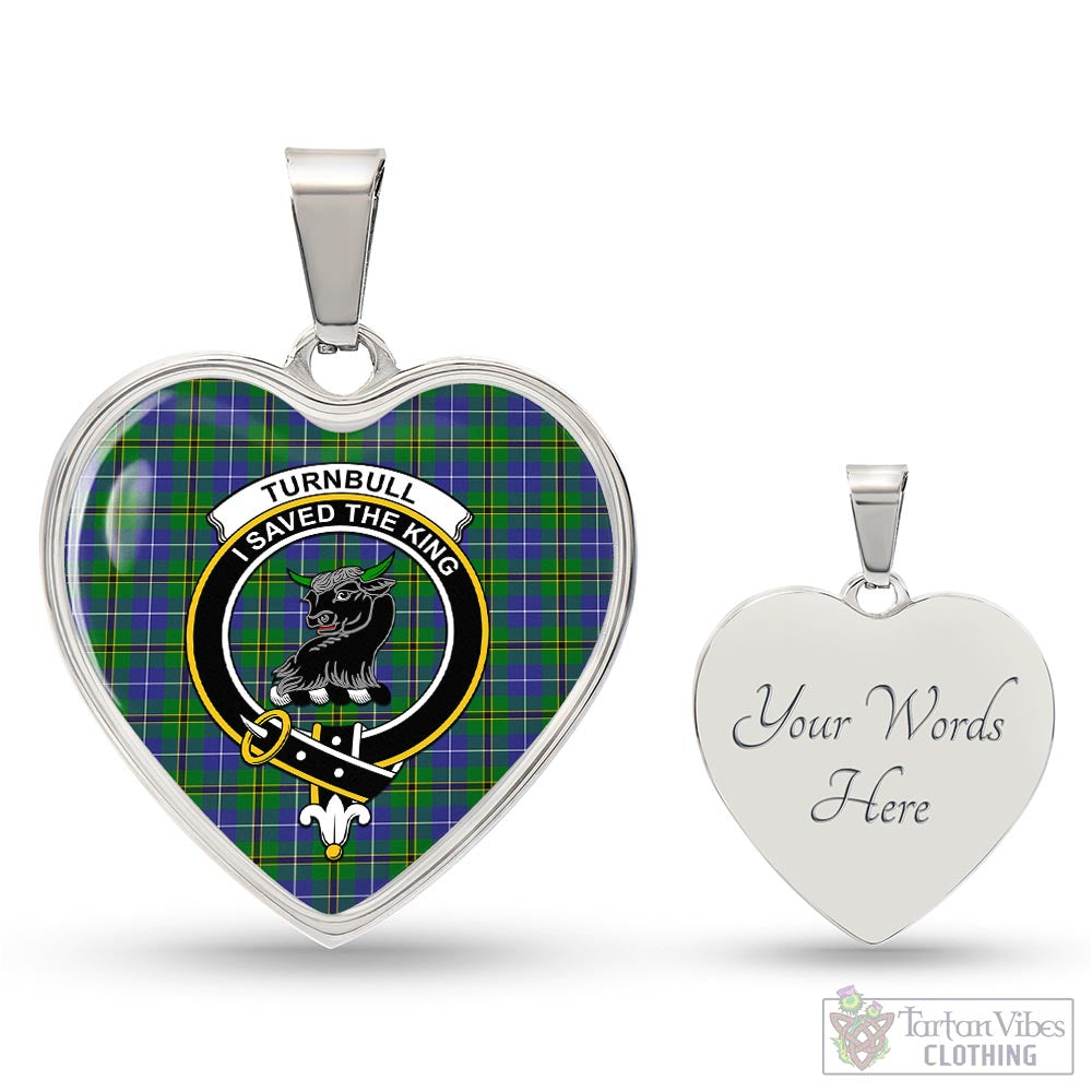 Tartan Vibes Clothing Turnbull Hunting Tartan Heart Necklace with Family Crest