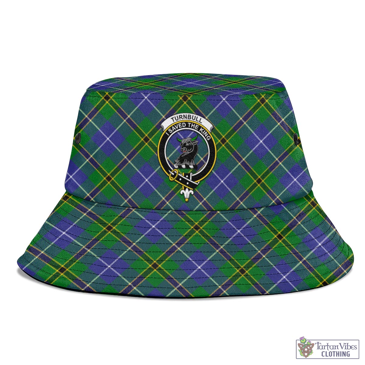 Tartan Vibes Clothing Turnbull Hunting Tartan Bucket Hat with Family Crest