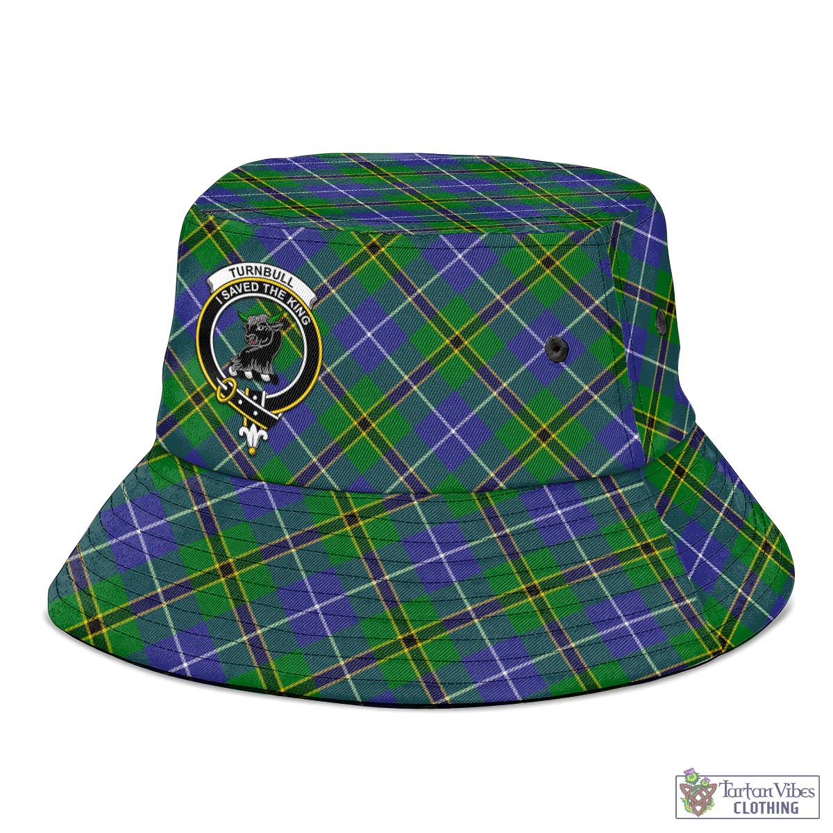 Tartan Vibes Clothing Turnbull Hunting Tartan Bucket Hat with Family Crest