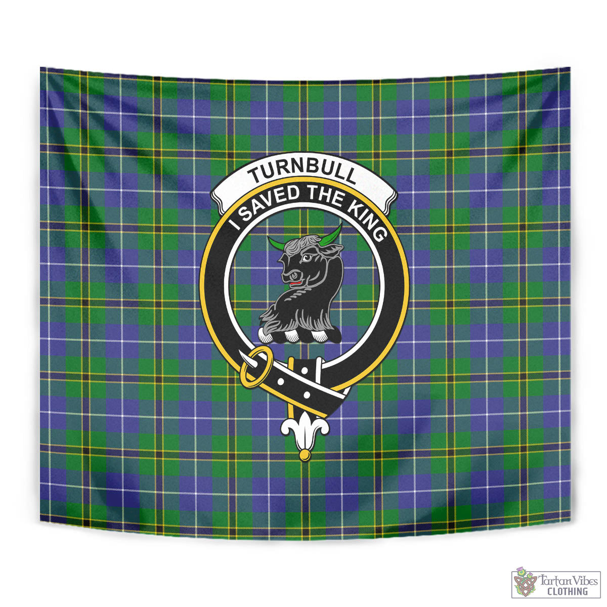 Tartan Vibes Clothing Turnbull Hunting Tartan Tapestry Wall Hanging and Home Decor for Room with Family Crest