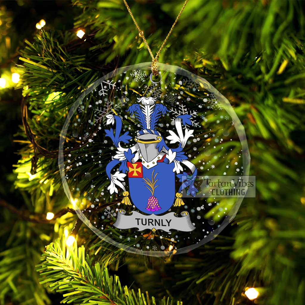 Turnly Irish Clan Christmas Glass Ornament with Coat of Arms Transparent Glass Circle - 2D-tartanvibesclothing