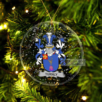 Turnly Irish Clan Christmas Glass Ornament with Coat of Arms