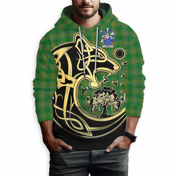 Turnly Irish Tartan Hoodie with Coat of Arms Celtic Wolf Style